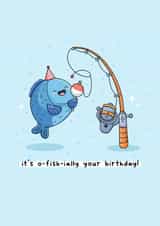 Fishing themed birthday card - punny - kawaii - fishing line created by Rosalie Perl