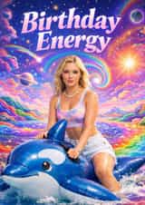 Fun Birthday Card - Birthday Energy - Dolphin created by Pink Peach Cards