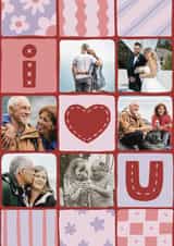 Personalised Valentines Day Photo Card created by Josie Gledhill - I <3 U Cute Quilt Design Card - For your Craft Lover Valentine - Anniversary