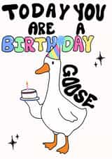 Cute funny birthday goose birthday card “ today you are a birthday goose “ created by Emily Holwell