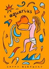 Arty Birthday Card - Aquarius - Star Sign created by Freya Niamh Design