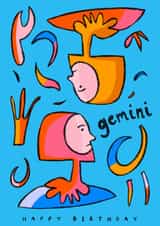 Arty Birthday Card - Gemini - Star Sign created by Freya Niamh Design