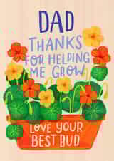 Cute Father’s Day card - thanks for helping me grow love your best bud. created by Nicola B Studio