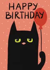 Funny cat happy birthday card created by Peach Nut Studio