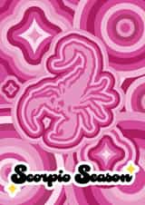 Scorpion pink Scorpio Season retro style birthday card created by Plain Jane's