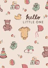 Traditional card for new baby - unisex baby items - Hello Little One created by Embletree Designs