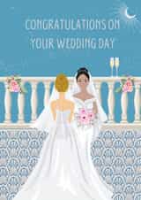 Art deco style lesbian wedding card created by SKAA
