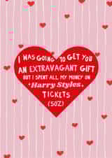 Funny Valentine's Harry Styles Tickets Card created by Moonshine Prints