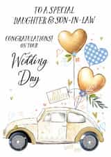 Classic car Wedding card- Congratulations - Wedding - Daughter & Son-in-Law created by Katie Phythian Design