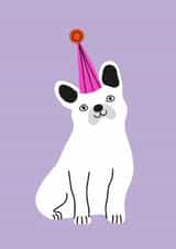 Cute Birthday Card – French Bulldog In Party Hat created by Seekprint