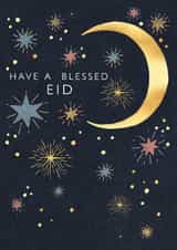 Classic Faith Card - Have A Bless Eid - Moon & Stars created by Laura Darrington Design Ltd.
