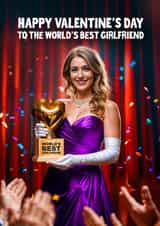 Funny Valentine's Day Card - World’s Best Girlfriend Award created by Woody's Design