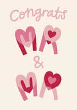 Classic Wedding Card - Congrats Mr & Mr - Romantic Heart Letters created by Christine Cuddihy Illustration