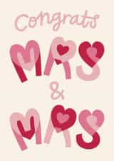 Classic Wedding Card - Congrats Mrs & Mrs - Romantic Heart Letters created by Christine Cuddihy Illustration