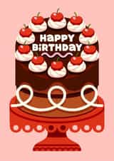Classic Birthday Card - Chocolate Cake - Cherries created by Folio | Ian Owen