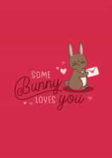 Cute Bunny Valentine's Card - Some Bunny Loves You - Pun Valentines Card created by KDee Designs