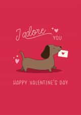 Cute Sausage Dog Valentine's Card - Dachshund Valentine's Card created by KDee Designs