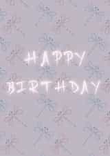 Happy Birthday Card – Classic Pretty Dragonflies in Soft Colours. created by May Annella