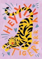 Arty Birthday/Anniversary/Valentine's Day Card - Hey Tiger - Hearts created by Ickaprint