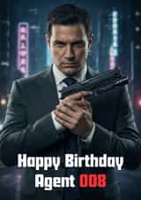 Funny Birthday Card - Secret Agent - 008 created by The Little Brown Butterfly Studio