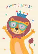 Cute Birthday Card - Party Lion created by Jo Podmore