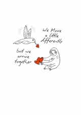 Minimalist, Cute Sloth & Hummingbird Card—We Move A Little Differently created by Wildishbambina