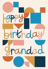 Classic Birthday Card - For Grandad - Modern Bright Bauhaus Shapes created by Christine Cuddihy Illustration