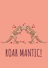 Funny Valentine's Card - Roar-mantic - Cute T-Rex Skeleton Dinosaur created by Tom Hobbs