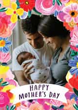 Personalised Mothers Day Photo Card created by Katt Jones - Pretty Mother's Day Card - Colourful Floral Frame