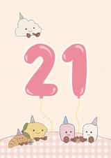 Cute Jellycat 21st Birthday Card created by Eve Designs