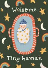 Cute New Baby Card - Welcome Tiny Human created by Lotta Designs