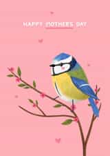 Cute Mother's Day Card - Blue Tit - Flowers created by Blue Kiwi Design