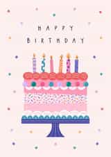 Classic Birthday Card - For Her - Cake & Candles created by Sad Girl Illustration