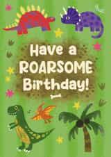 Cute Dinosaur Birthday Card created by Holly Bushnell Illustration