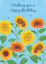 Pretty sunflowers and bees birthday card for someone special created by Sofia Papa Designs