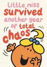 Funny Mother’s Day Card - Little Miss Survived The Chaos created by Mr. Men