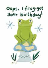 Cute Birthday Card - Belated - Frog created by @SarahPriceDesigns