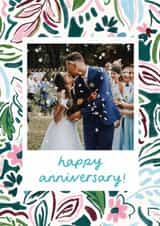 Personalised Anniversary Photo Card created by Lauren Barclay - Pretty Anniversary Card - Hand Drawn Florals