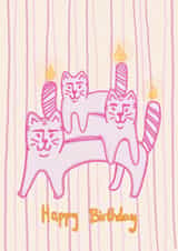 Cool cat birthday cake card for a cat lovers birthday created by NiamhTheIllustrator