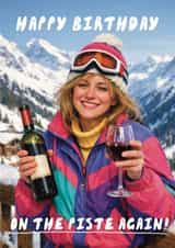 Funny Birthday Card - On The Piste - Skiing created by Giddy Kipper