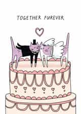Cute Wedding Card - Cat Cake - Together Furever created by Sunpatch Society