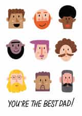 Сute Father's Day Card — Faces — Best Dad  — Different Dads created by Anna Bencic