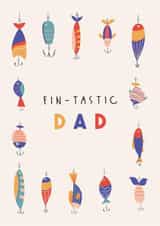 Funny Father's Day or Dad Birthday Card – Fin-Tastic Fishing Design for Him created by Sad Girl Illustration