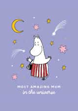 Cute Mother’s Day Card - Moomin  - Most Amazing Mum - Universe - Stars created by Moomin Characters