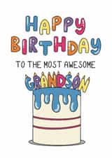 Classic Birthday Card - For Grandson - Cake created by Schnauzer Scribbles