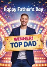 Funny Father's Day Card - Top Dad - Game Show Winner created by Giddy Kipper