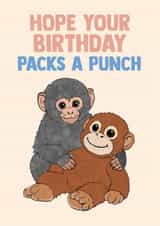 Cute Birthday Card - Packs A Punch - Monkey created by Doublea
