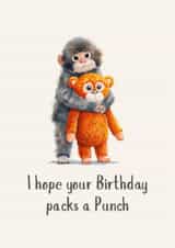 Cute Birthday Card - Punch The Monkey created by Ink Icons 