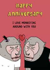 Funny monkey anniversary card. Cartoon joke card. created by Blessherlittleartoons by Amy