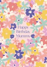 Colourful Birthday card for Mummy - fun flowers - Happy Birthday created by Sazerelli Designs